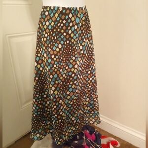 George Plus Sz 22-24W Poly Brown w/Lime, Blue, White Geo Designs Lined